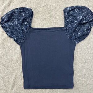 Blue Dressy Crop Top